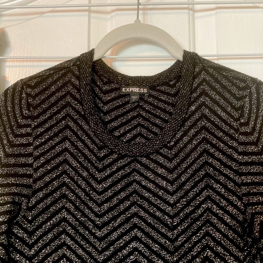 Silver/Black Striped Sweater Dress